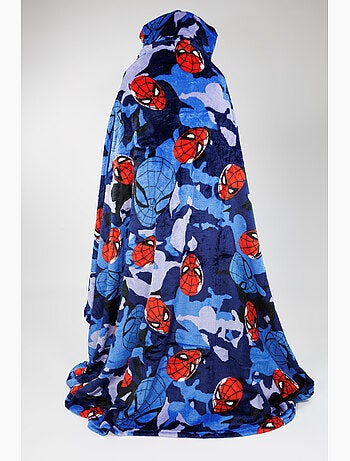 Plaid con Cappuccio Flanella Spider-Man Marvel 120x150cm – All-Over Camo – Licenza Ufficiale Marvel