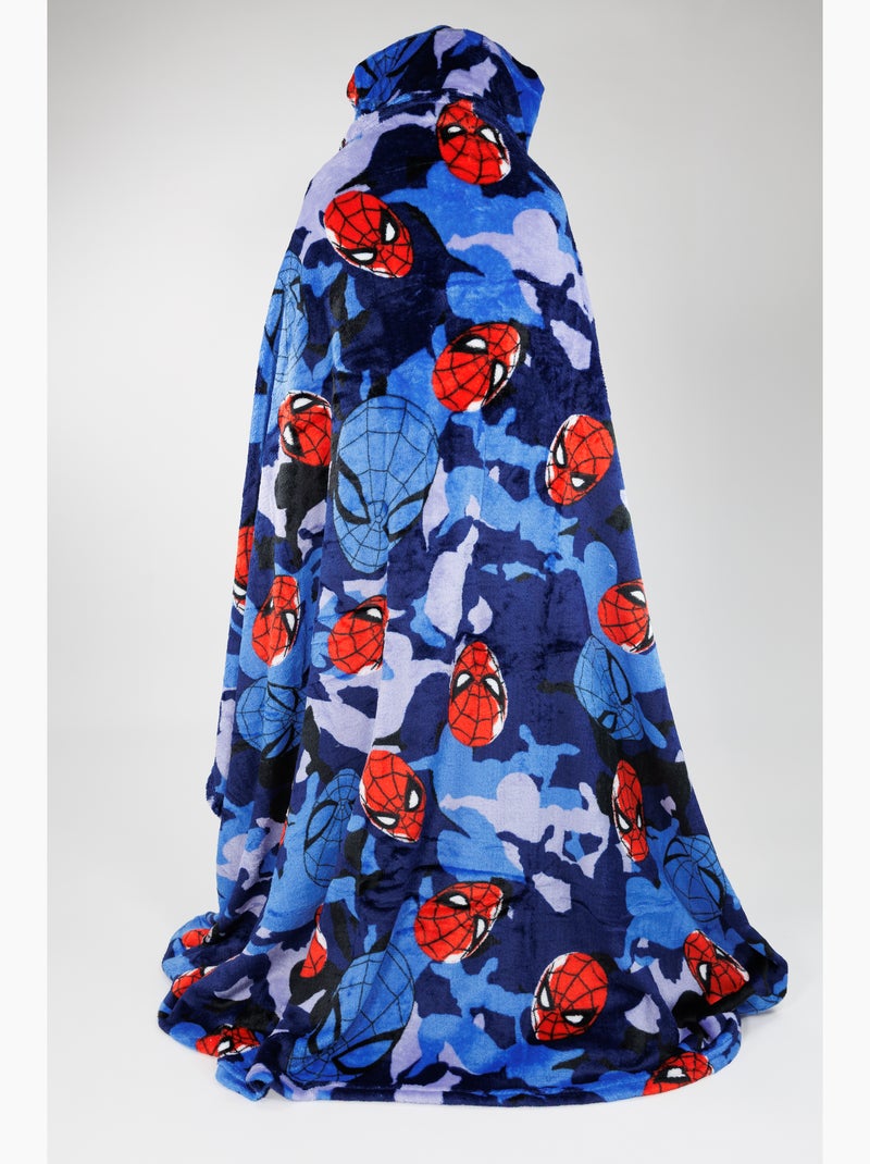 Plaid con Cappuccio Flanella Spider-Man Marvel 120x150cm – All-Over Camo – Licenza Ufficiale Marvel Nero Blu - Kiabi