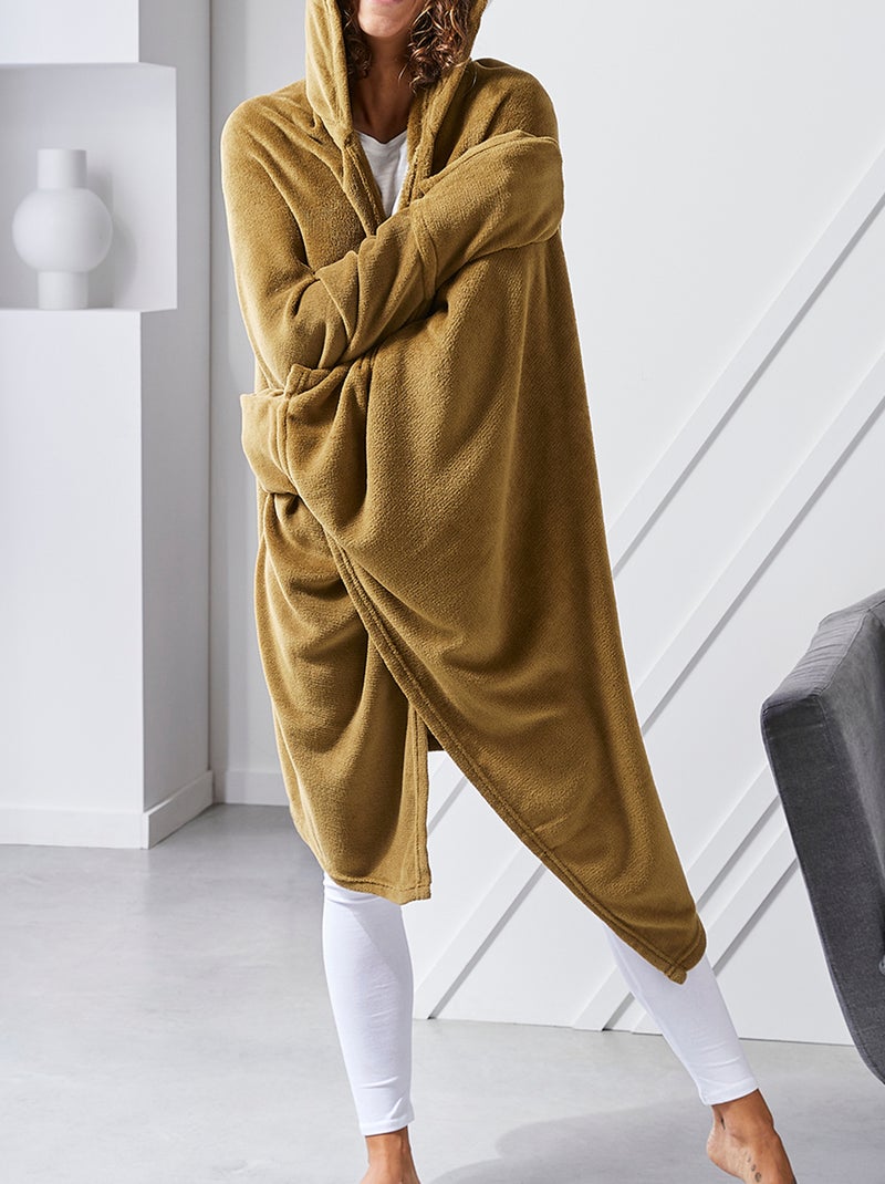 Plaid con mani e cappuccio MARRONE - Kiabi