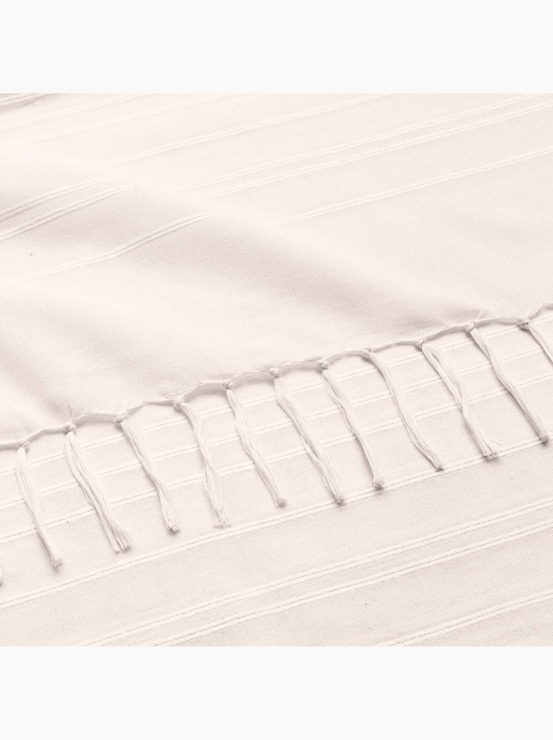 Plaid di cotone con grandi frange Beige conchiglia - Kiabi