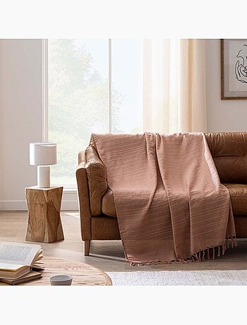 Plaid di cotone con grandi frange