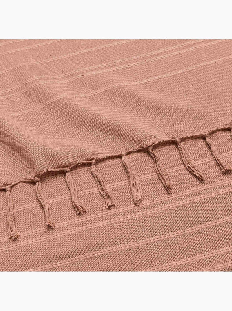 Plaid di cotone con grandi frange Rosa - Kiabi