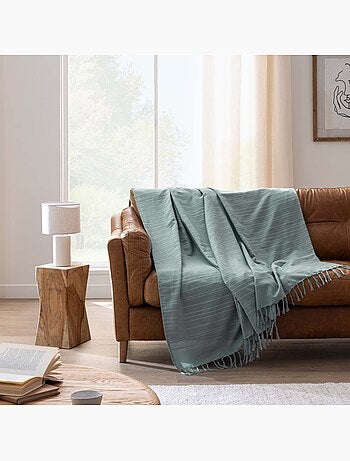 Plaid di cotone con grandi frange
