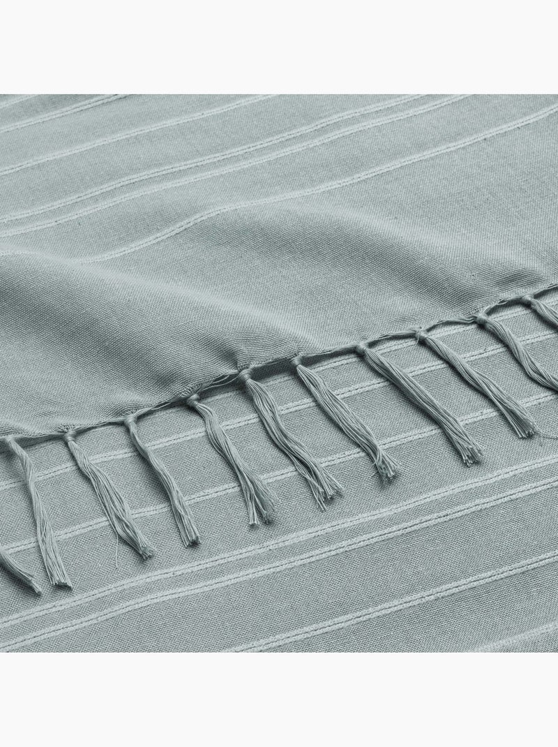 Plaid di cotone con grandi frange Verde salvia - Kiabi