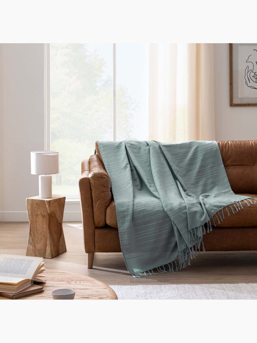 Plaid di cotone con grandi frange - Kiabi