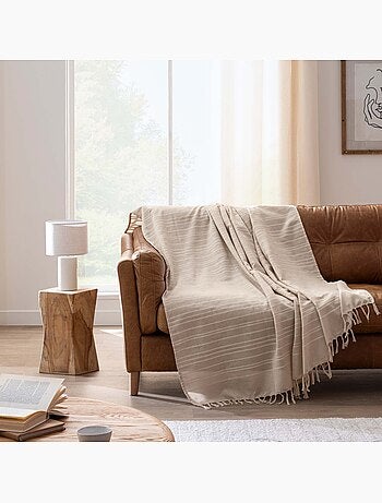Plaid di cotone con grandi frange