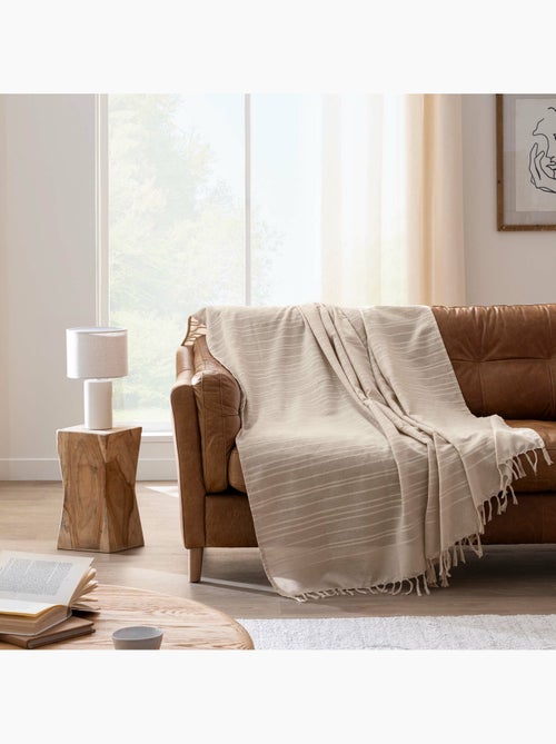 Plaid di cotone con grandi frange - Kiabi