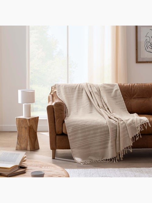 Plaid di cotone con grandi frange - Kiabi