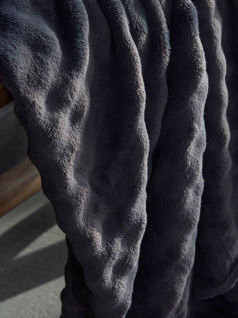 Plaid goffrato tinta unita GRIGIO - Kiabi