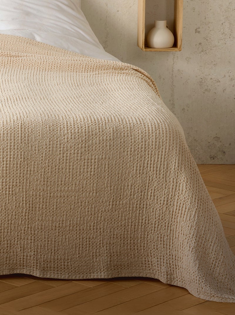 Plaid in cotone a nido d’ape Beige - Kiabi