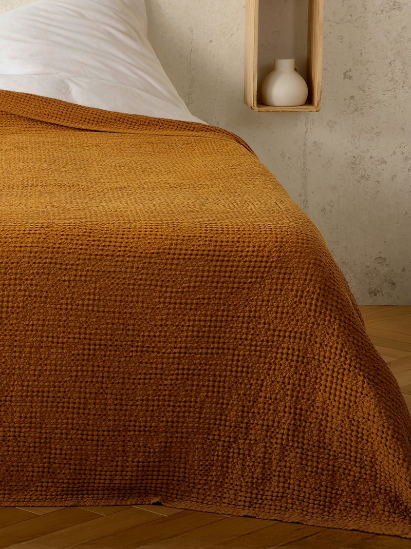 Plaid in cotone a nido d’ape Giallo - Kiabi