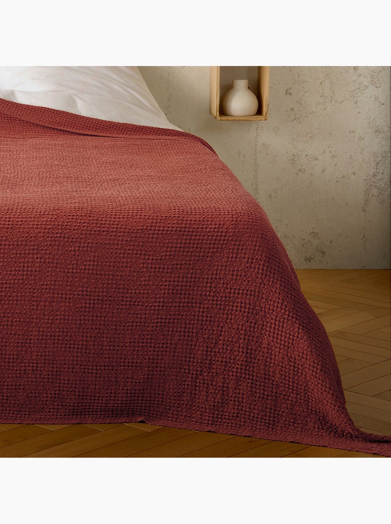 Plaid in cotone a nido d’ape Terracotta - Kiabi