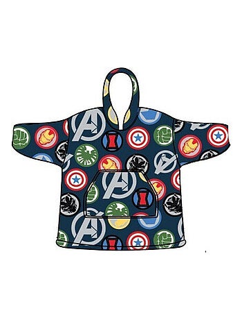 Plaid in Pile per Bambini Avengers con Maniche e Cappuccio Taglia Unica 7-14 anni, MARVEL