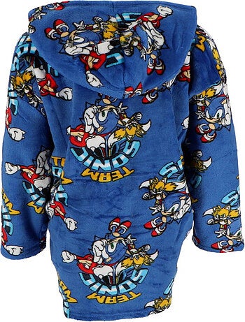 Plaid in Pile per Bambini Sonic con Maniche e Cappuccio Taglia Unica 7-14 anni, WONDER