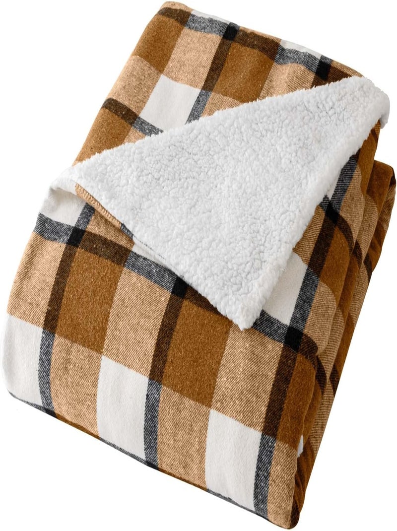 Plaid in Poliestere ECOSSAIS Douceur d'Intérieur Beige - Kiabi