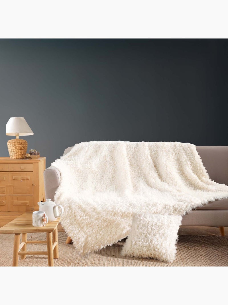Plaid in Poliestere Fourrure Mouton Douceur d'Intérieur Bianco - Kiabi