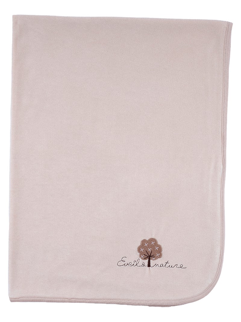 Plaid in velluto 75x100 cm cotone bio Beige - Kiabi