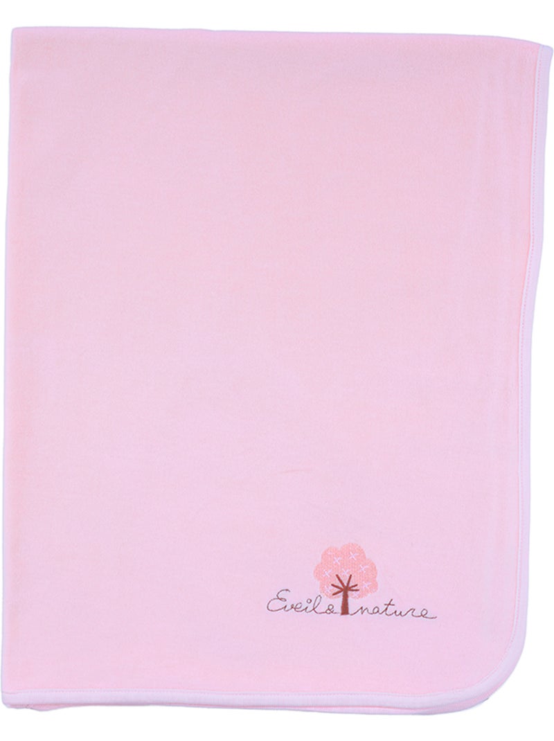 Plaid in velluto 75x100 cm cotone bio Rosa pastello - Kiabi