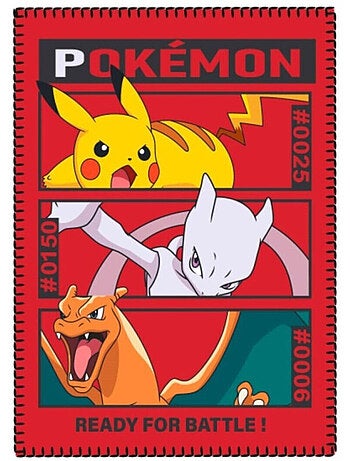 Plaid per bambini Pikachu, Charizard e Mewtwo