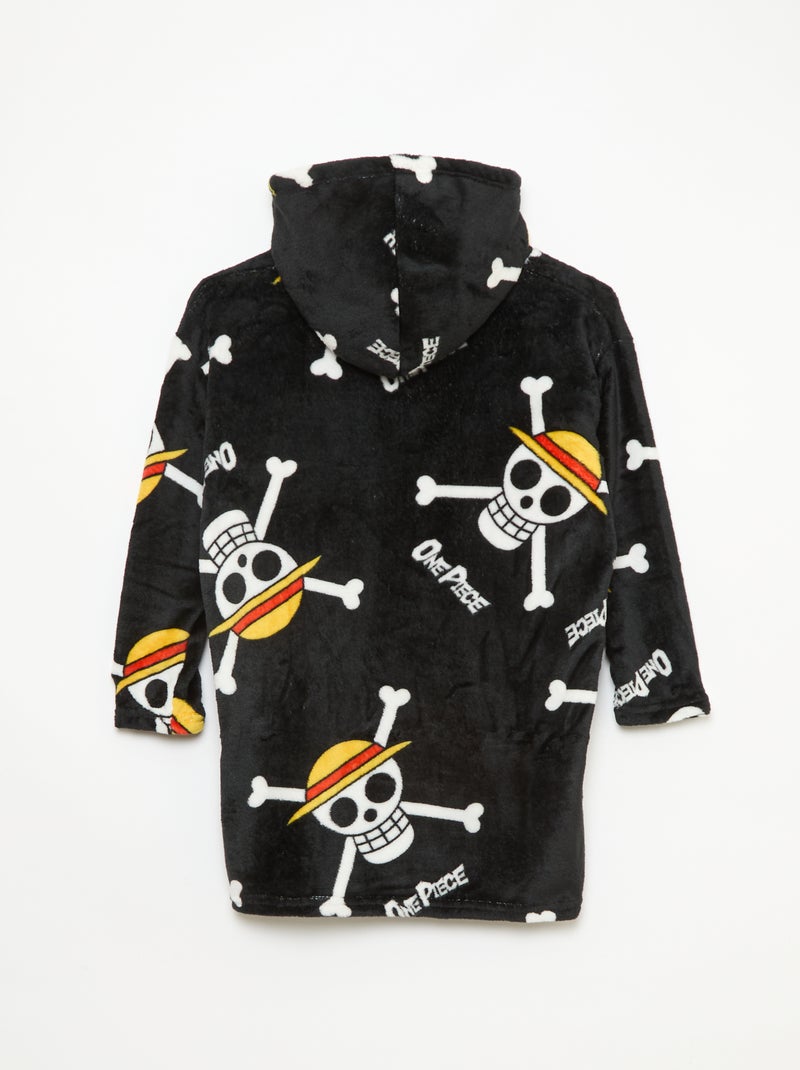 Plaid poncho bambino con cappuccio in pile 'One piece' Nero - Kiabi