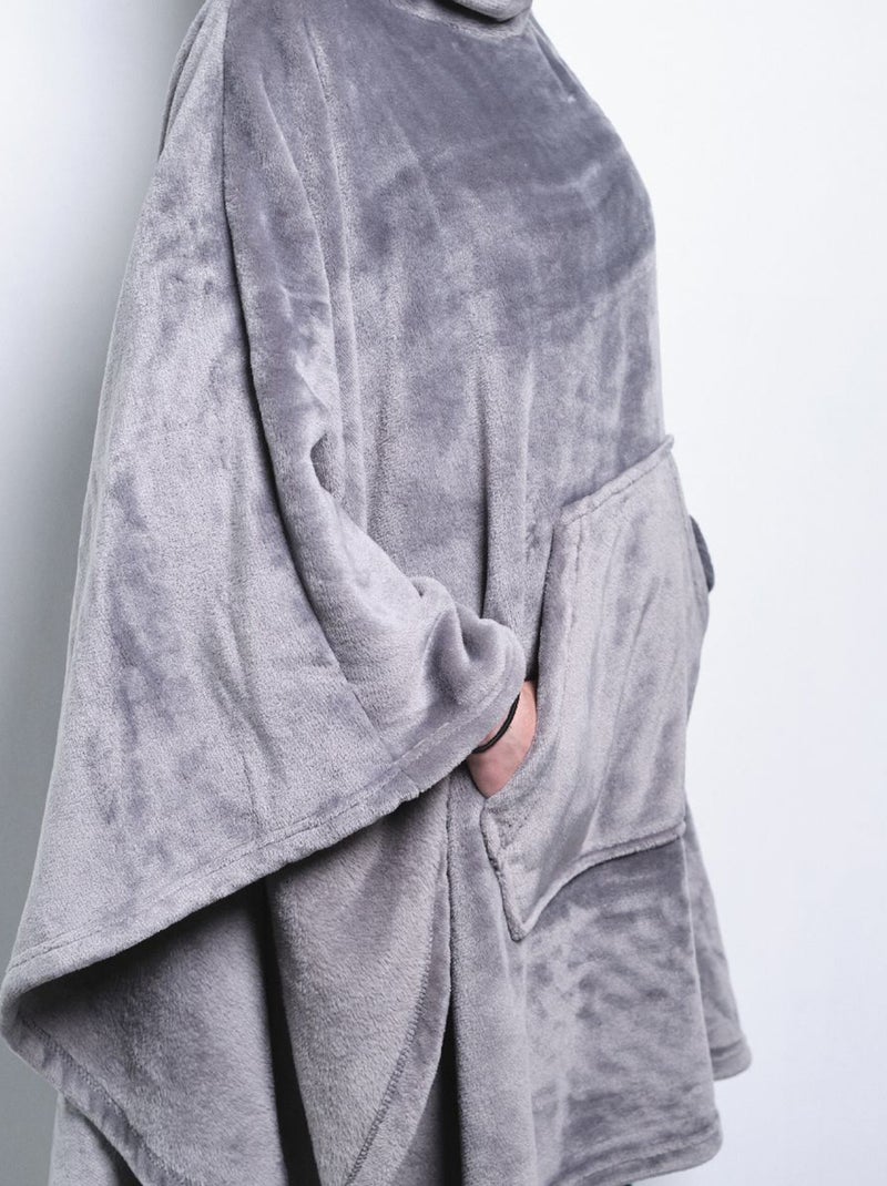 Plaid poncho con cappuccio grigio - Kiabi