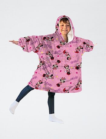 Plaid poncho con cappuccio in pile 'Minnie'
