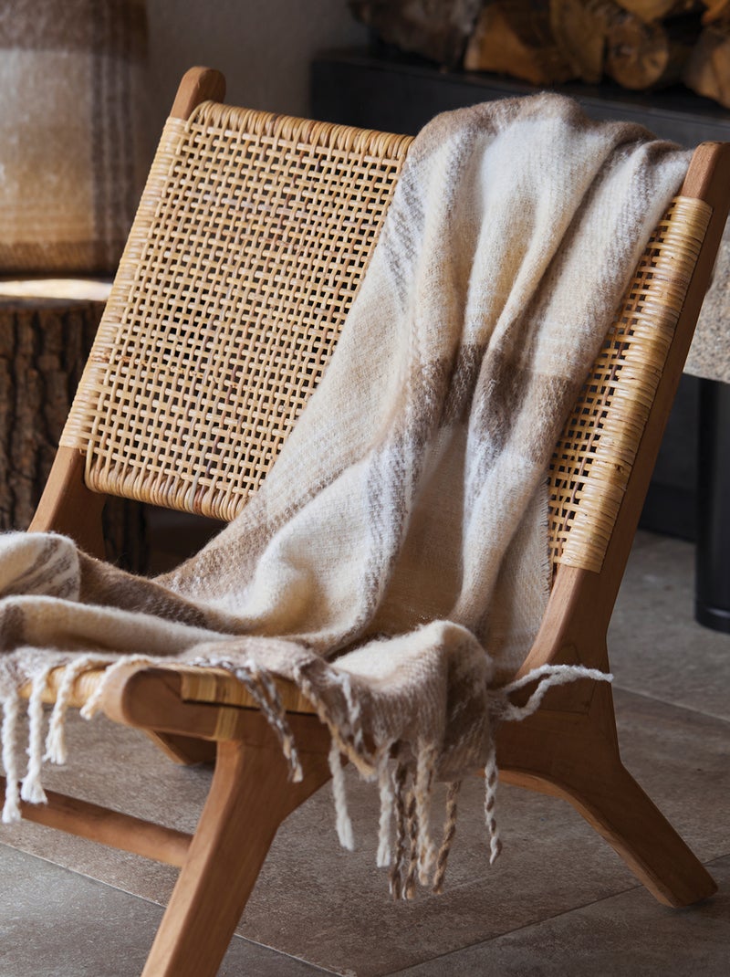 Plaid tartan con effetto mohair Beige - Kiabi