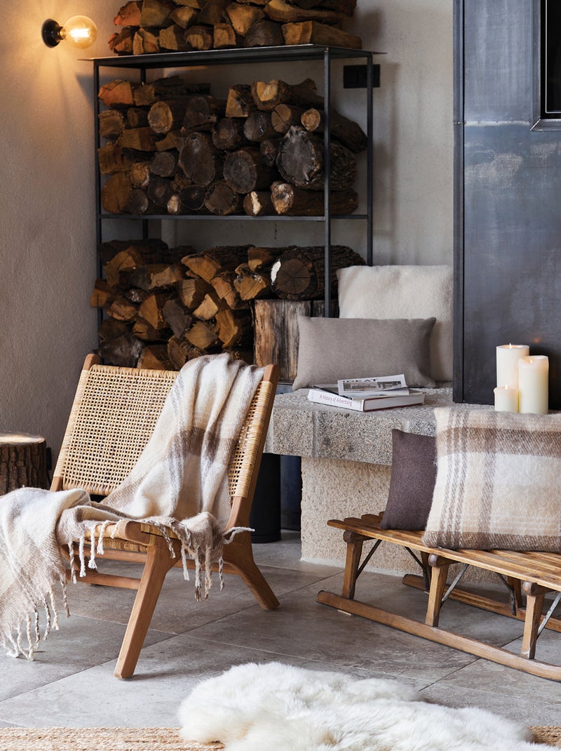 Plaid tartan con effetto mohair Beige - Kiabi