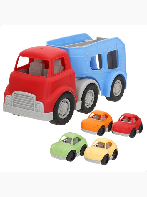 Play camion trasportatore di giocattoli per bambini con rampa e 4 macchinine - Kiabi Play camion trasportatore di giocattoli per bambini con rampa e 4 macchinine - Kiabi