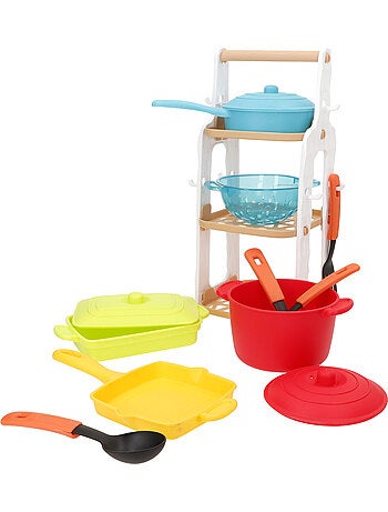 Play set da cucina per bambini da 13 pezzi con pentole, padella, scolapasta e utensili