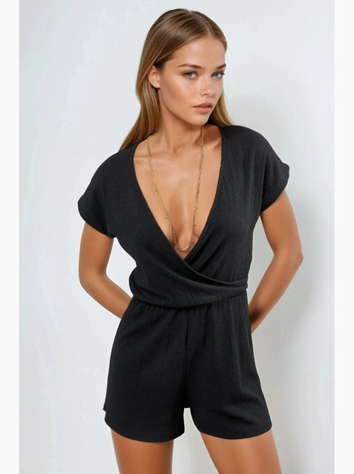Playsuit corto con scollo a v e drappeggio busem - Kiabi Playsuit corto con scollo a v e drappeggio busem - Kiabi