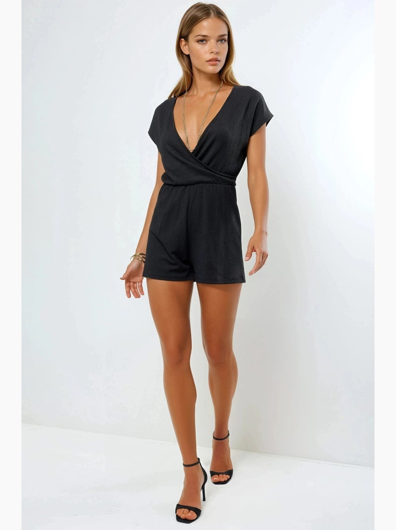 Playsuit corto con scollo a v e drappeggio busem Nero - Kiabi