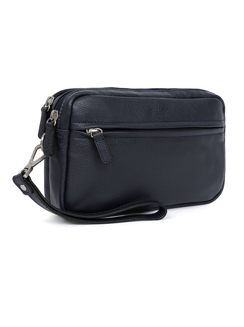 Pochette con tracolla - pelle confort hexagona Blu marino - Kiabi
