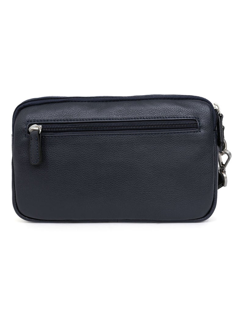Pochette con tracolla - pelle confort hexagona Blu marino - Kiabi