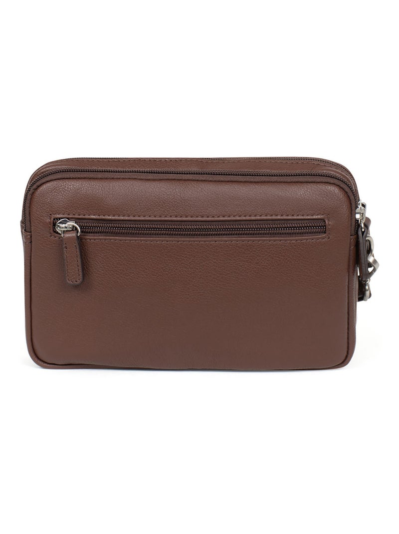 Pochette con tracolla - pelle confort hexagona Marrone cioccolato - Kiabi