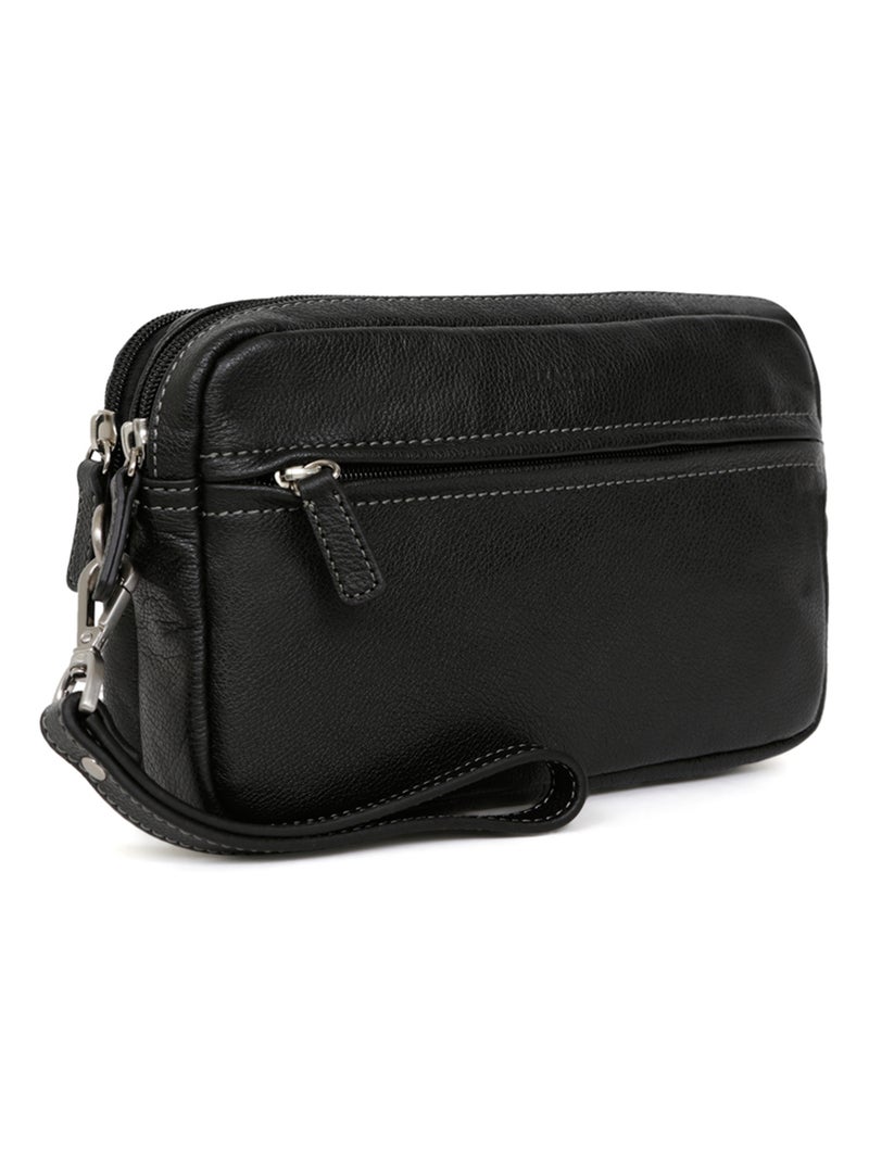 Pochette con tracolla - pelle confort hexagona Nero - Kiabi