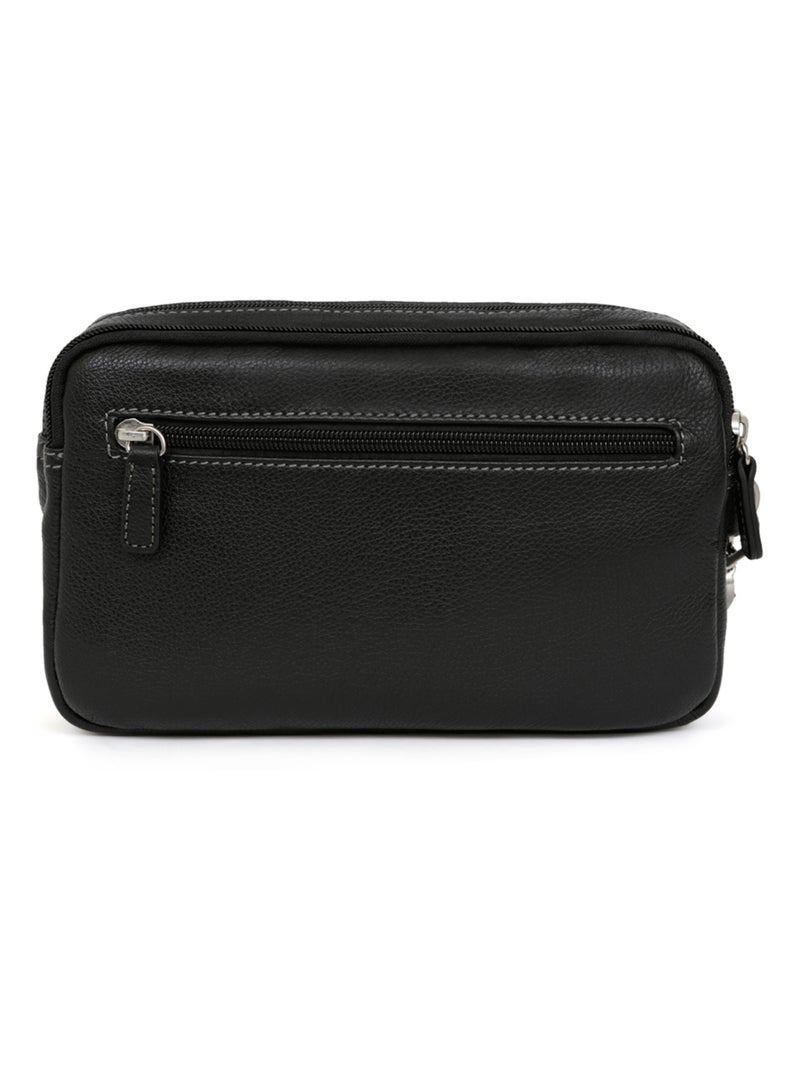 Pochette con tracolla - pelle confort hexagona Nero - Kiabi