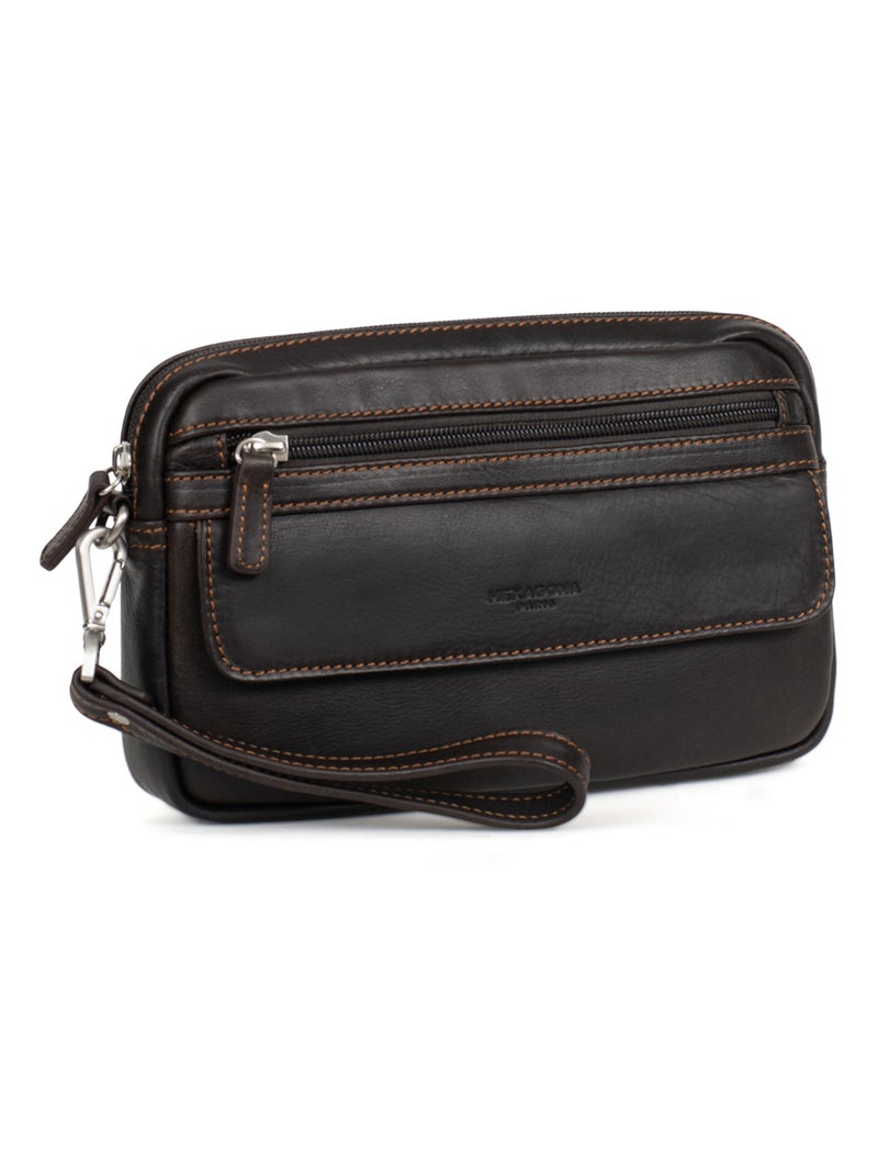 Pochette con tracolla - pelle félin hexagona Marrone - Kiabi