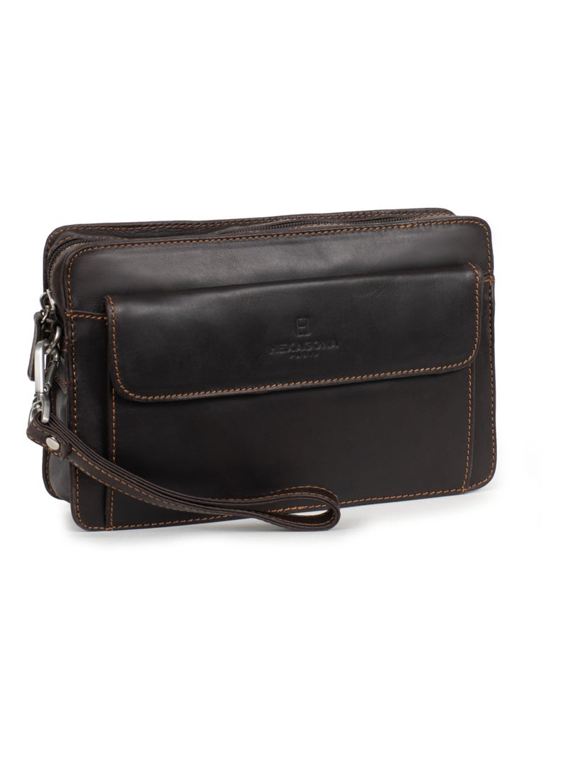 Pochette con tracolla - pelle félin hexagona Marrone - Kiabi