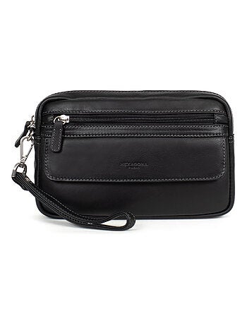 Pochette con tracolla - pelle félin hexagona