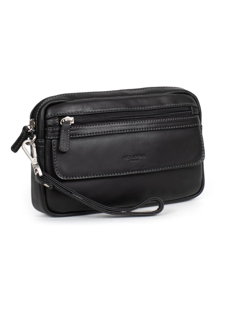 Pochette con tracolla - pelle félin hexagona Nero - Kiabi