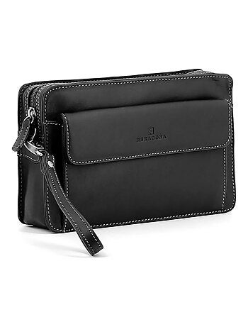Pochette con tracolla - pelle félin hexagona
