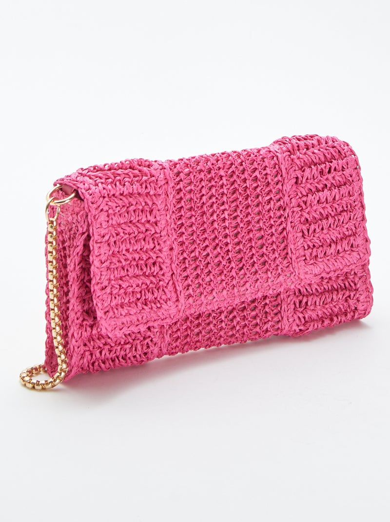 Pochette in rafia con tracolla ROSA - Kiabi