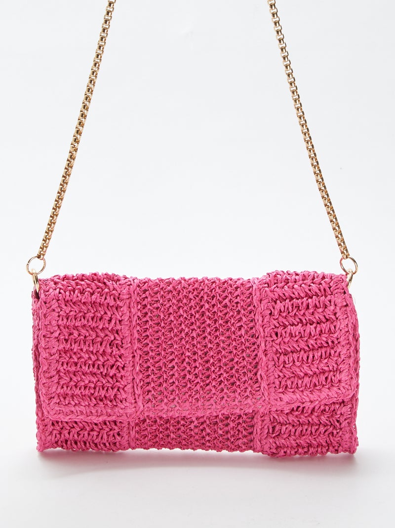 Pochette in rafia con tracolla ROSA - Kiabi