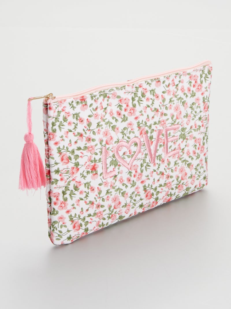Pochette liberty con zip con pompon ROSA - Kiabi