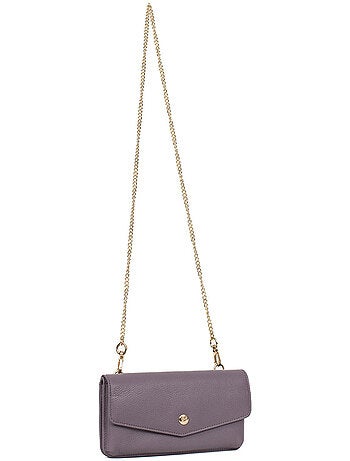Pochette per telefono con portafoglio - 1 ante - Stop RFID - Pelle LUNA