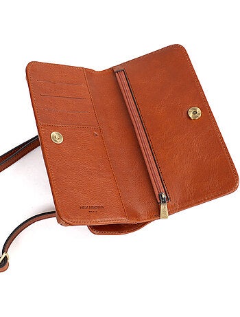 Pochette per telefono con portafoglio - 1 ante - Stop RFID - Pelle ONDINE