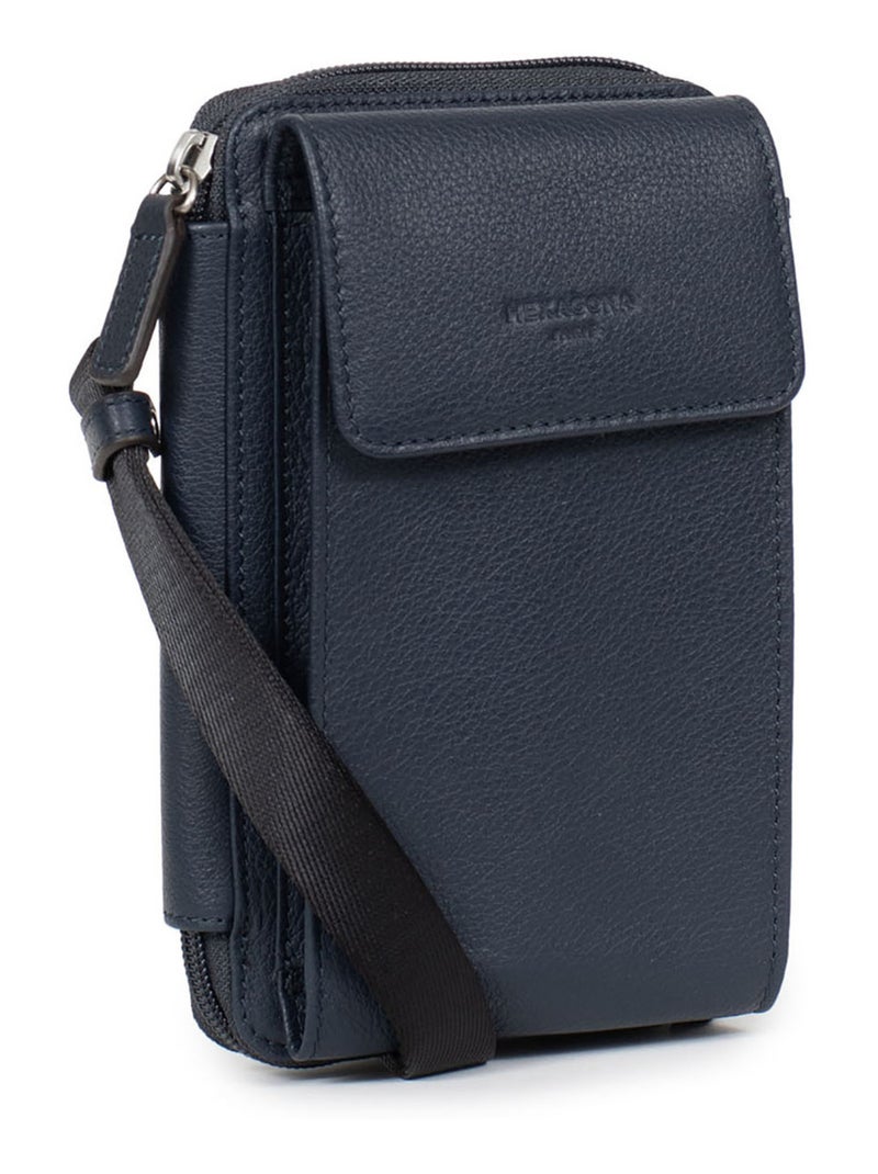Pochette per telefono con portafoglio - stop rfid - pelle confort hexagona Blu marino - Kiabi