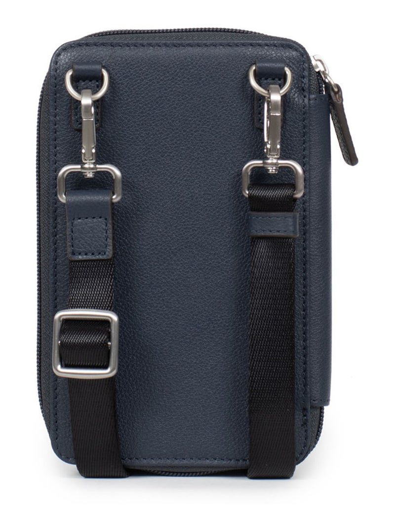 Pochette per telefono con portafoglio - stop rfid - pelle confort hexagona Blu marino - Kiabi