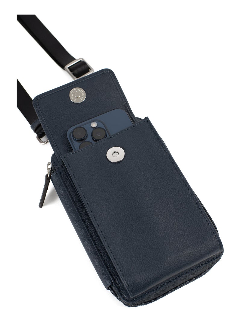 Pochette per telefono con portafoglio - stop rfid - pelle confort hexagona Blu marino - Kiabi